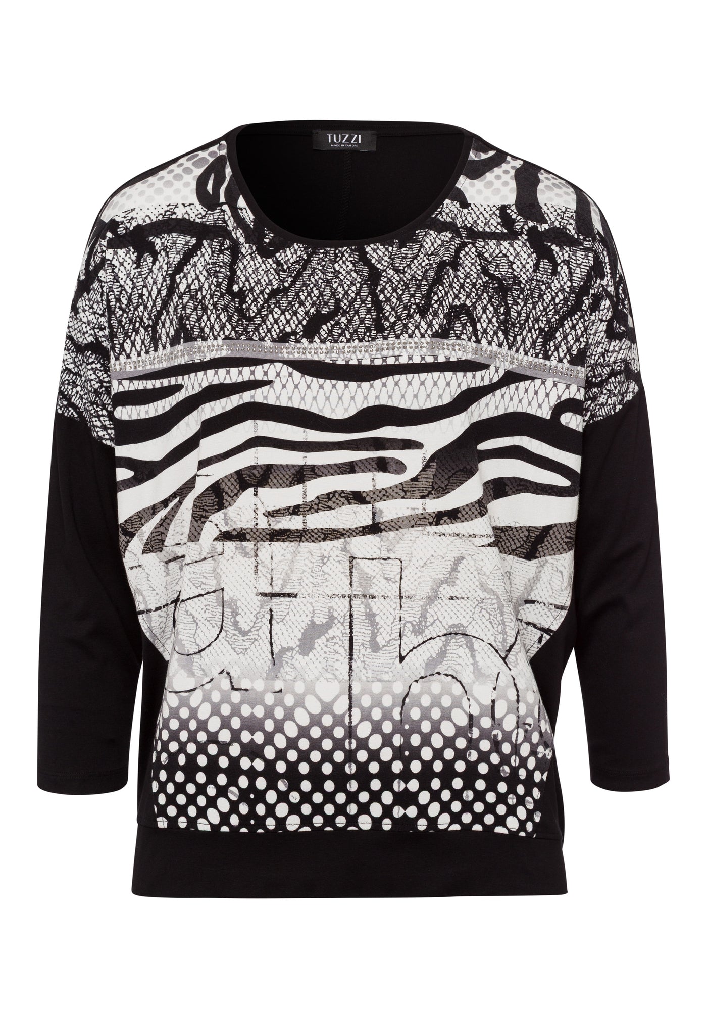 Black Animal Print Long Sleeve Top
