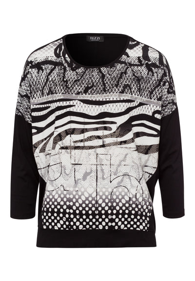 Black Animal Print Long Sleeve Top
