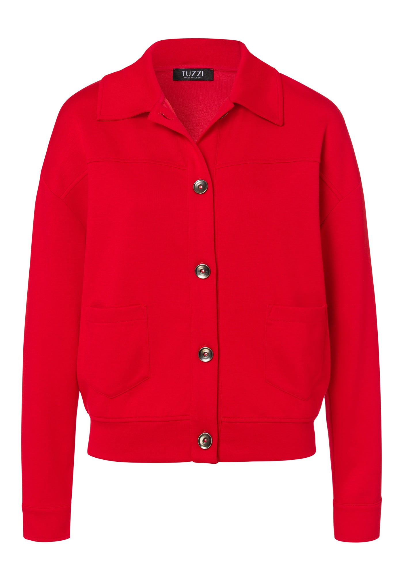 Red Button Up Jacket with Pockets