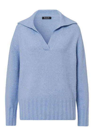Baby Blue V-Neck Jumper with Collar