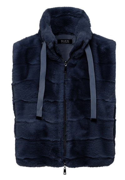 Navy Faux Fur Gilet with Pockets