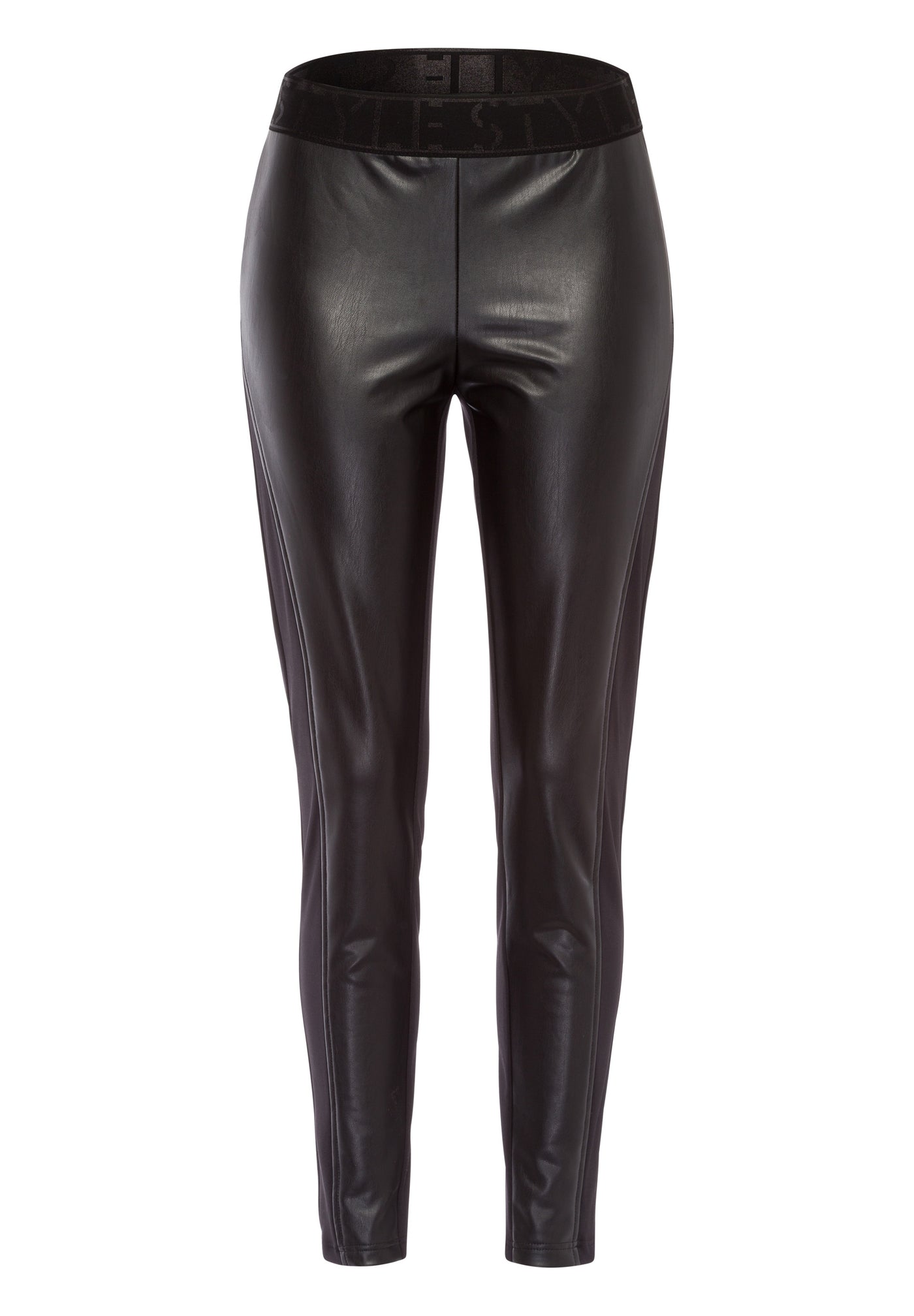 Black Leatherette Leggings with Elasticated Waist