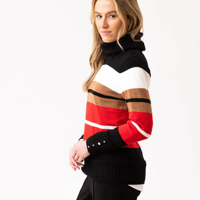 Blocked Coloured Striped Jumper With Cowl Neck