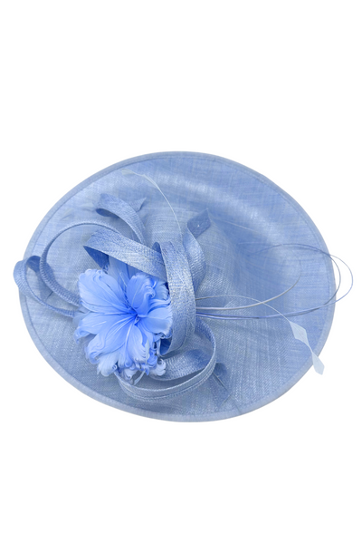 Powder Blue Fascinator Hat Headpiece With Mesh Detail
