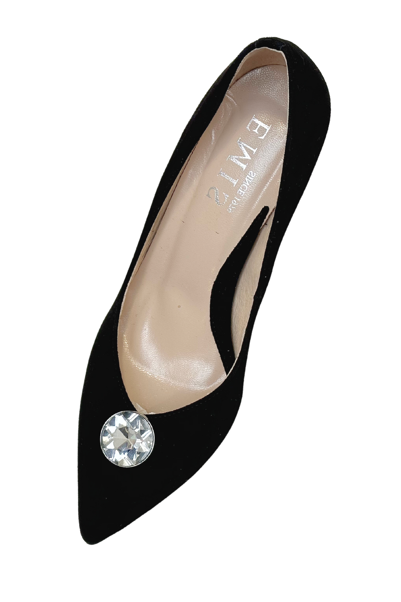 High Heel Black Shoe With Diamond Embellishment