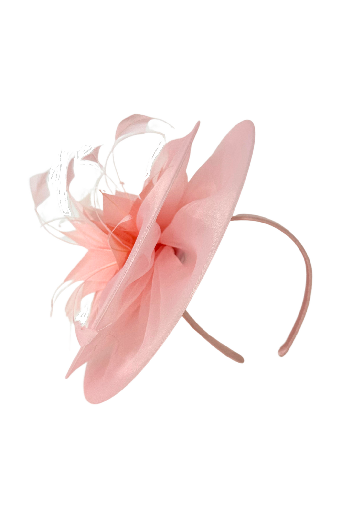 Rose Pink Fascinator with Feathers & Petal Detail