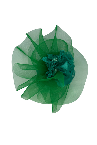 Shamrock Pillbox Headpiece With Mesh And Flower Detail