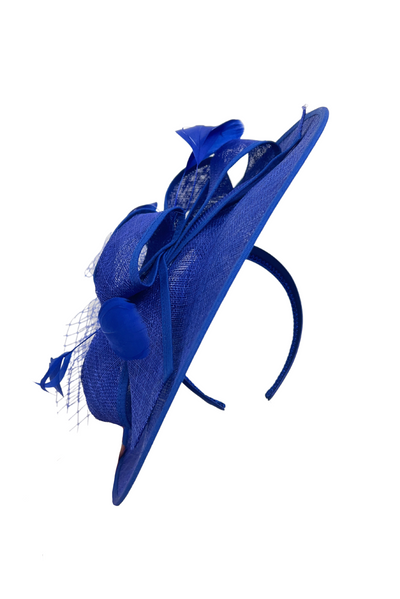Royal Blue Headpiece With Feather Detail