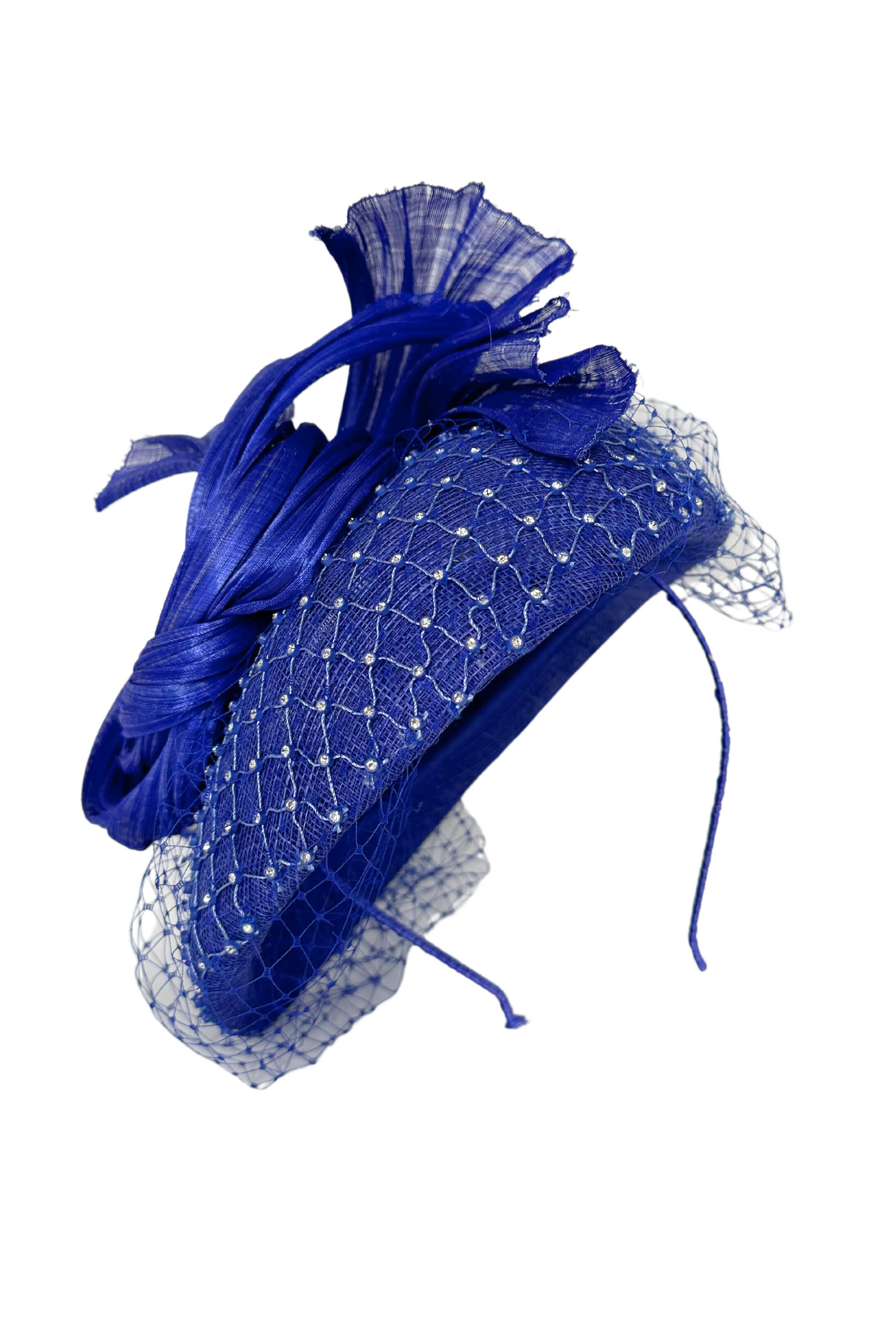 Royal Blue Fascinator Hat With Diamante Detail