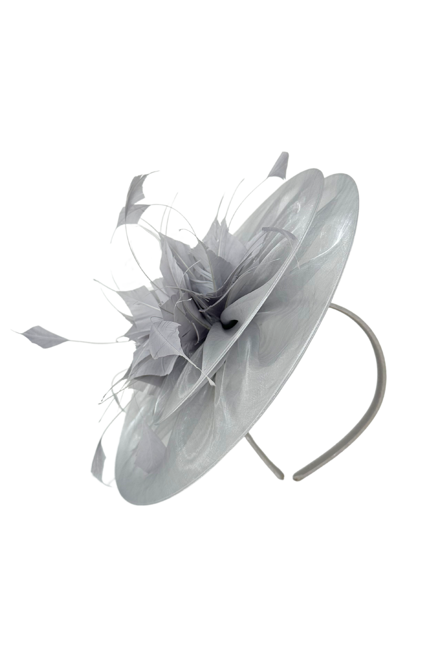 Grey Classic Fascinator with Feathers