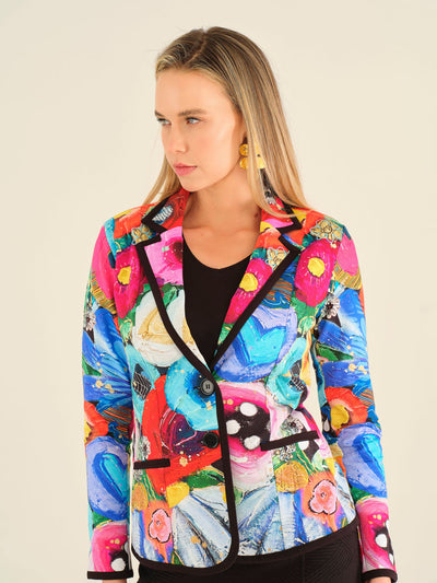 Kaleidoscope Blazer with Black Trim