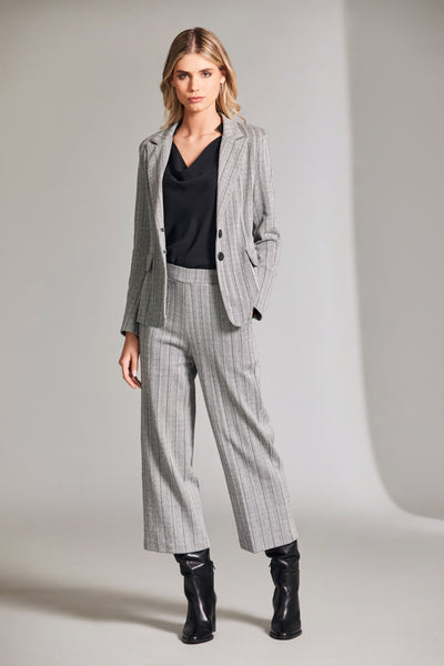 Black & White Herringbone Two-Piece Jacket & Trousers