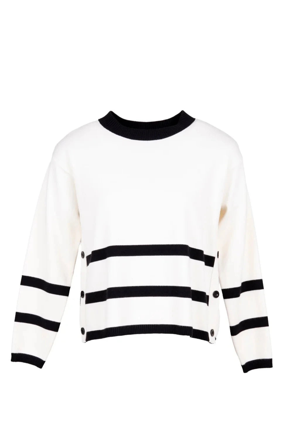 Cream & Black Jumper With Side Buttons