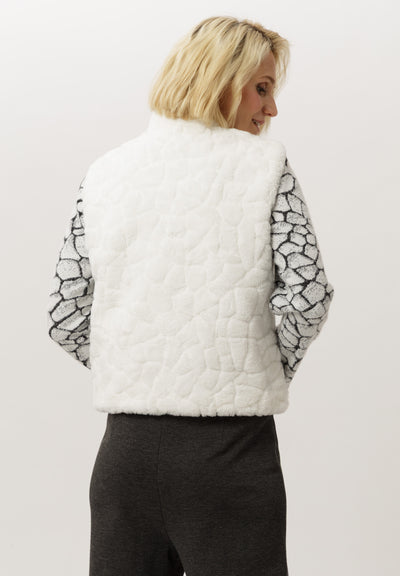 Ecru Faux Fur Zip Up Gilet