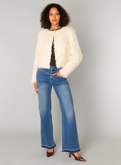 Clemence Cream Jacket with Sequin Detail