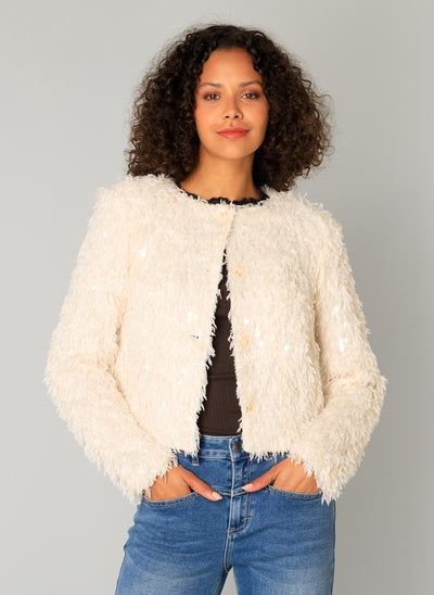 Clemence Cream Jacket with Sequin Detail