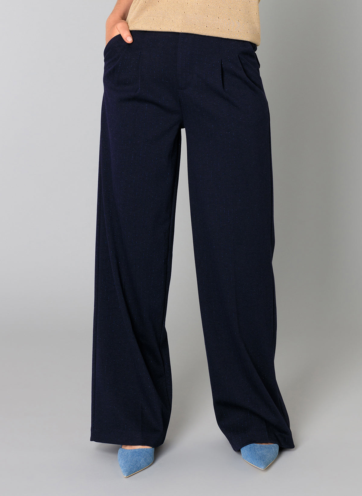 Navy Bailey Trousers with Subtle Blue Sparkle