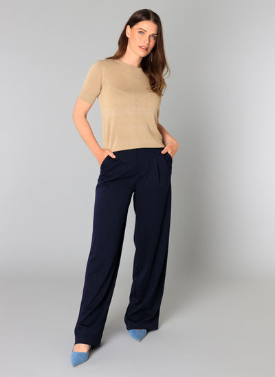 Navy Bailey Trousers with Subtle Blue Sparkle