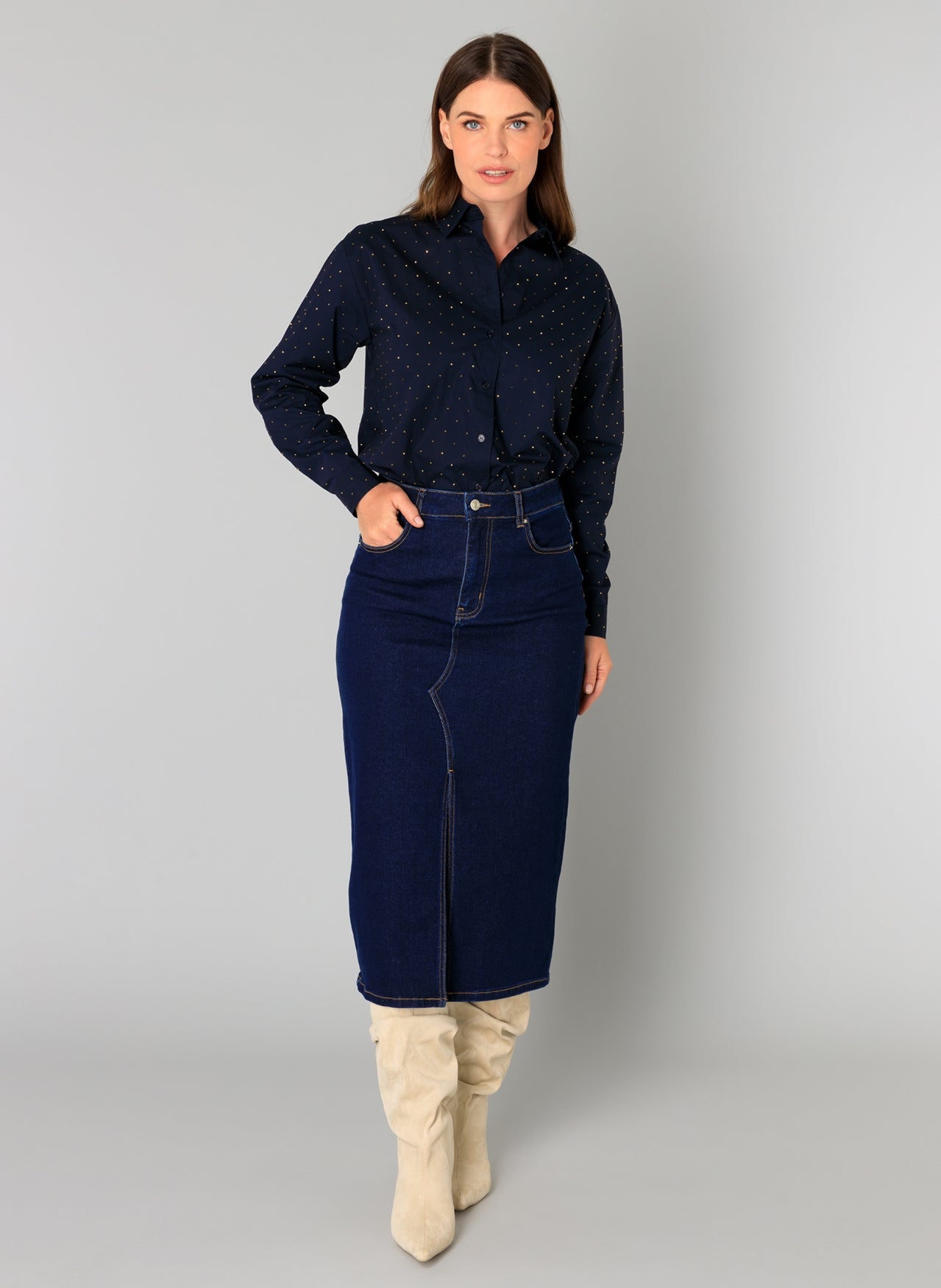 Navy and Gold Sequin Shirt