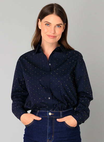 Navy and Gold Sequin Shirt