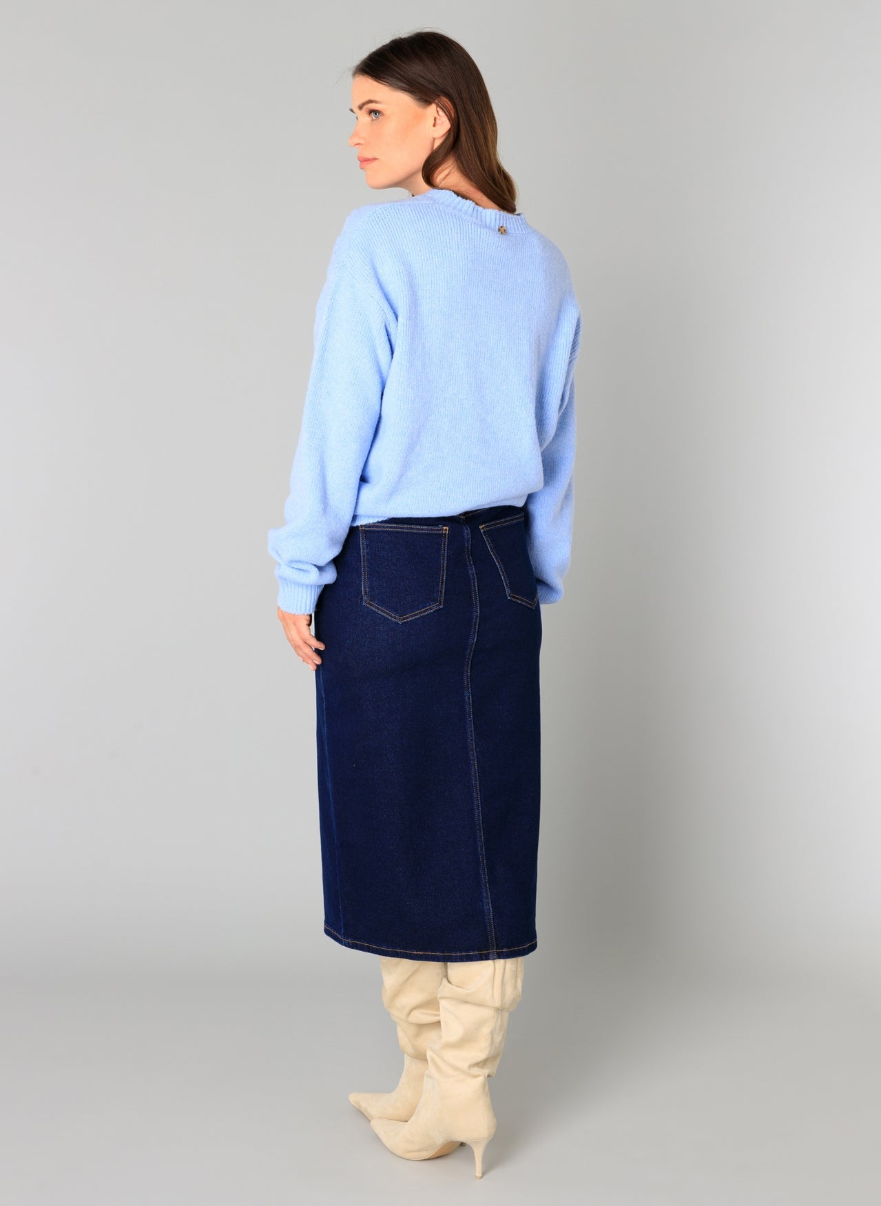 Soft Blue Jumper with Floral Detail