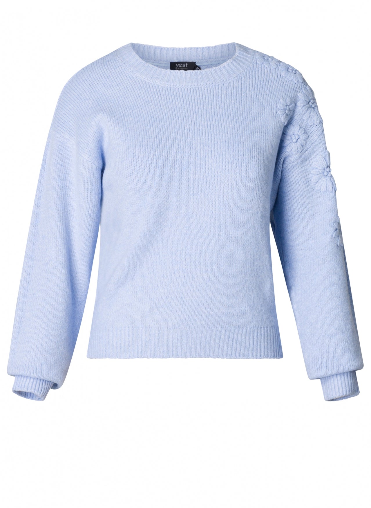 Soft Blue Jumper with Floral Detail