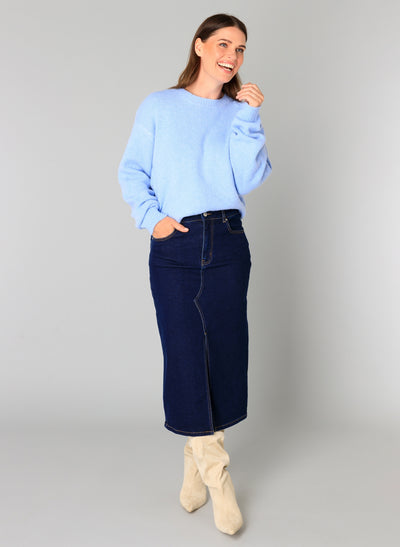 Soft Blue Jumper with Floral Detail