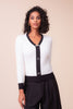 Off White/Black V - Neck Ribbed Jumper With Bow & Heart Detailing
