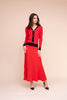 Red/Black V - Neck Ribbed Jumper With Bow & Heart Detailing