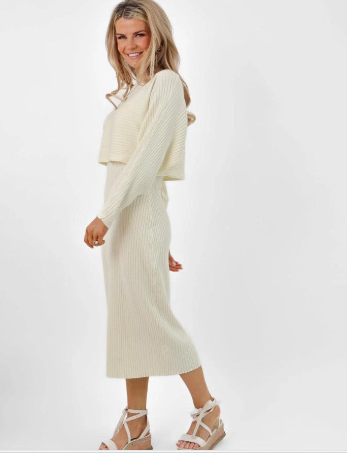 Amelia Two-Piece Dress in Cream – La Creme Boutique