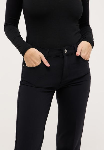 'Lara' Straight Leg Trousers Black