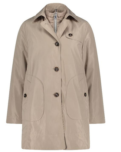 Beige Button-Up Mid-Length Jacket