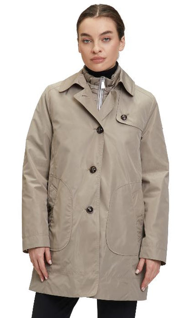 Beige Button-Up Mid-Length Jacket