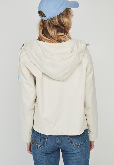 Beige Jacket with Drawstrings on Hood