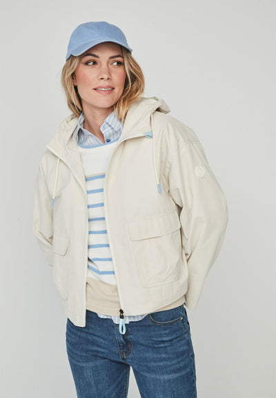 Beige Jacket with Drawstrings on Hood