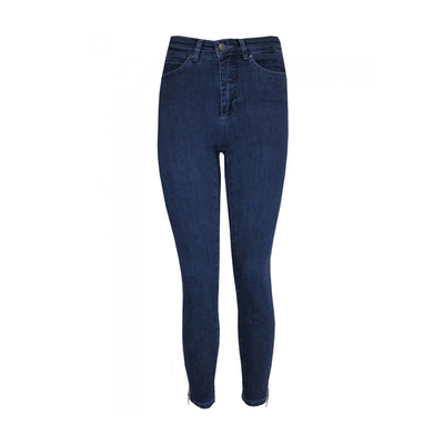 Magic Fit Pants With Ankle Zips Denim Blue