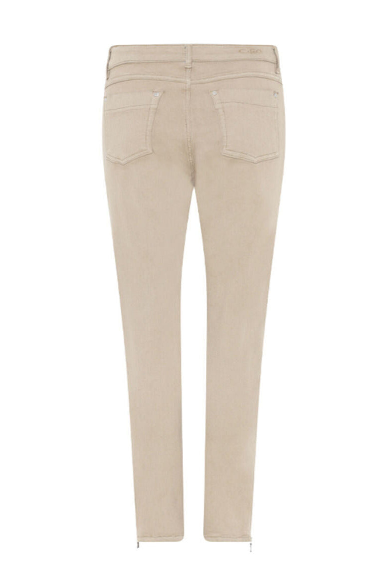 Magic Fit Pants With Ankle Zips Beige