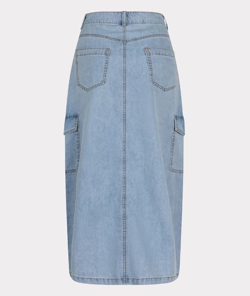 Denim Cargo Midi Skirt