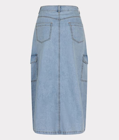 Denim Cargo Midi Skirt