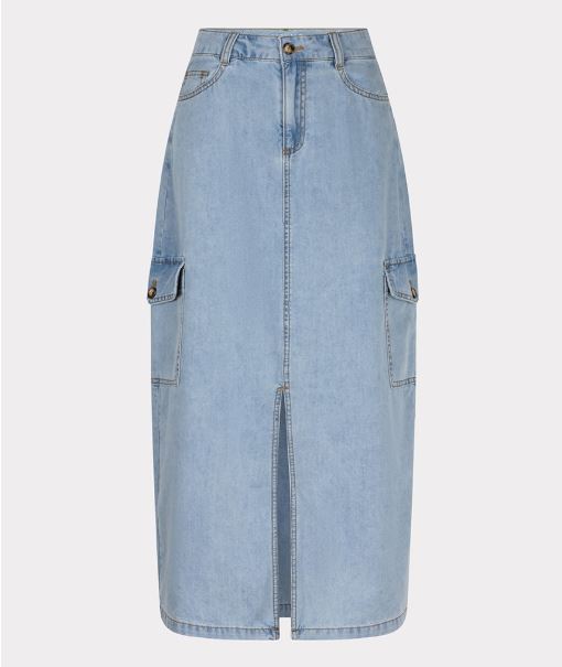 Denim Cargo Midi Skirt