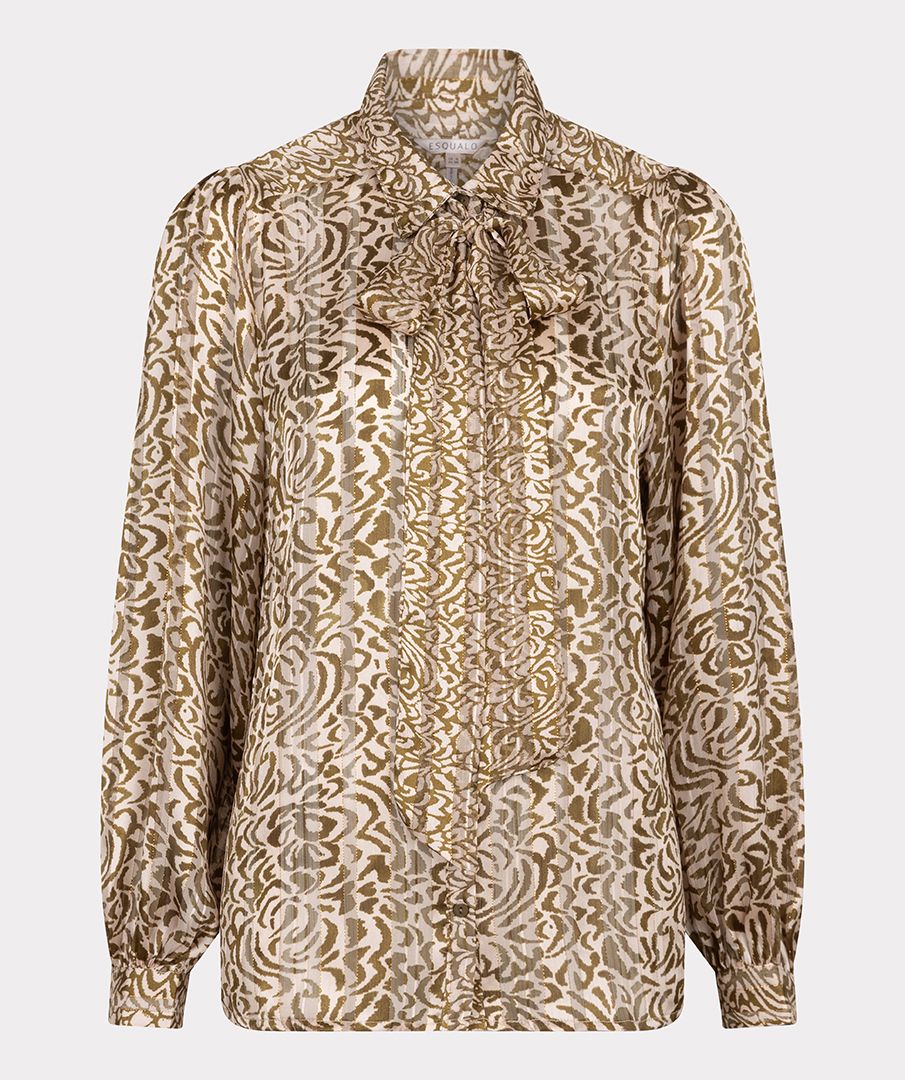 Button Up Shirt With Glitter Trimming & Neck Tie