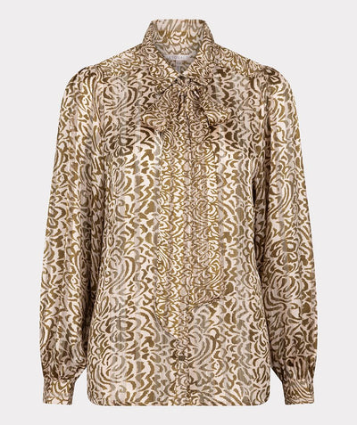Button Up Shirt With Glitter Trimming & Neck Tie