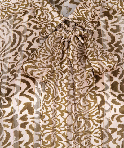 Button Up Shirt With Glitter Trimming & Neck Tie