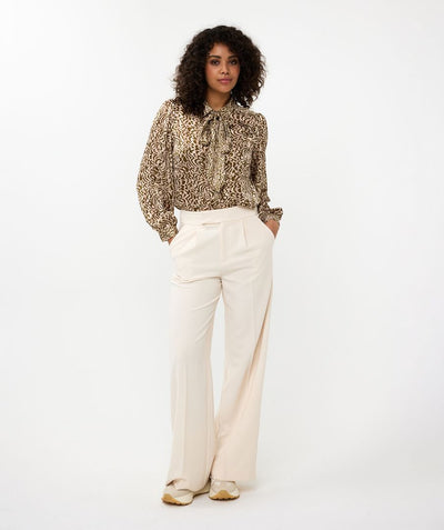 Button Up Shirt With Glitter Trimming & Neck Tie