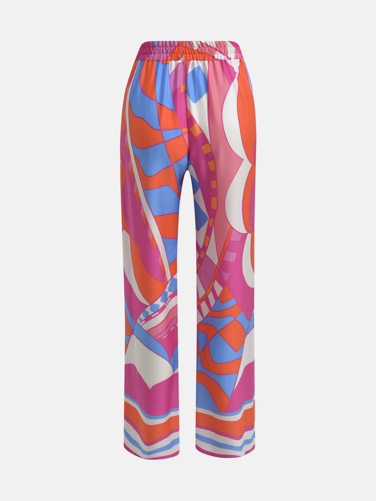 Bright Pink, Blue, and Orange Wide-leg Pants with Elasticated Waist