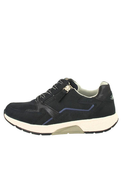Navy Lace Up Runner With Zip Detailing