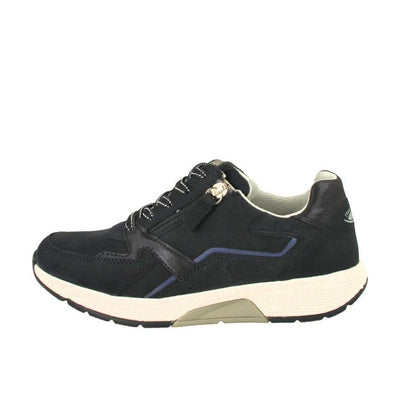 Navy Lace Up Runner With Zip Detailing