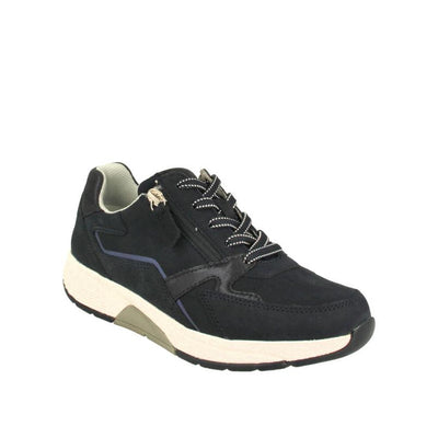 Navy Lace Up Runner With Zip Detailing