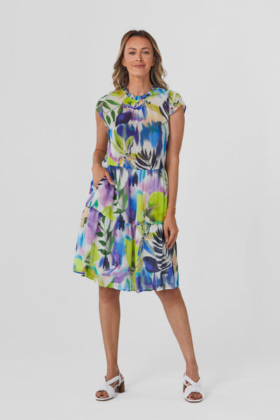 Cosima Blue & Violet Midi Dress