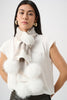 Joseph Ribkoff Striped Scarf With Fur Pom-poms Style